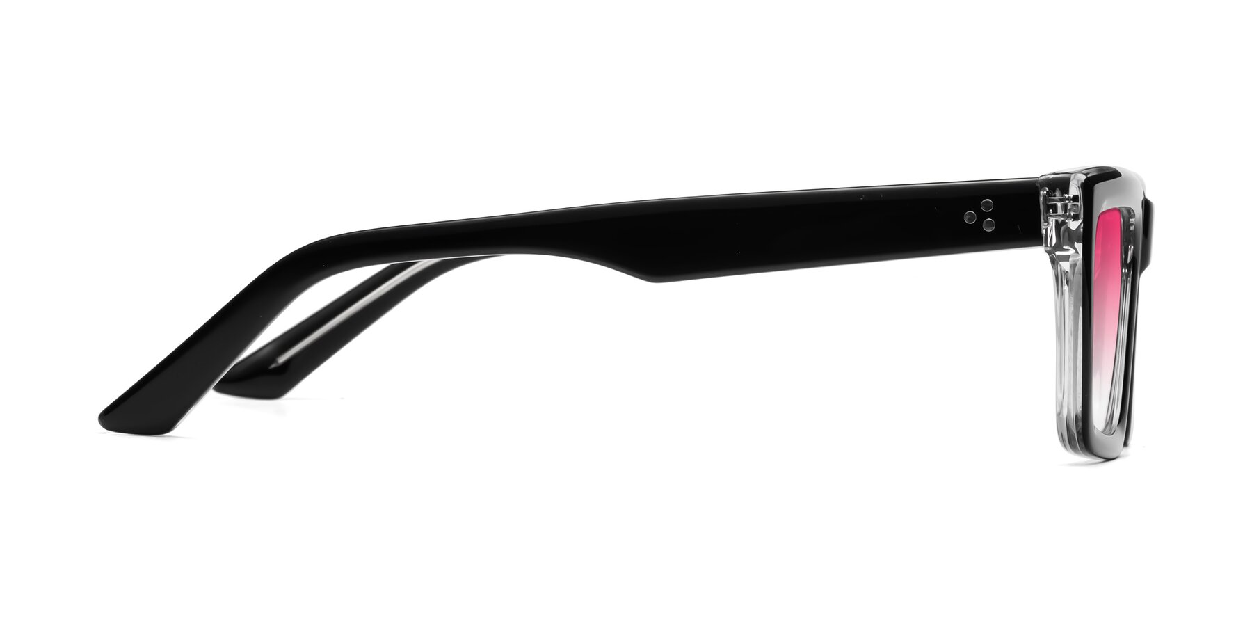 Side of Roth in Black-Clear with Pink Gradient Lenses