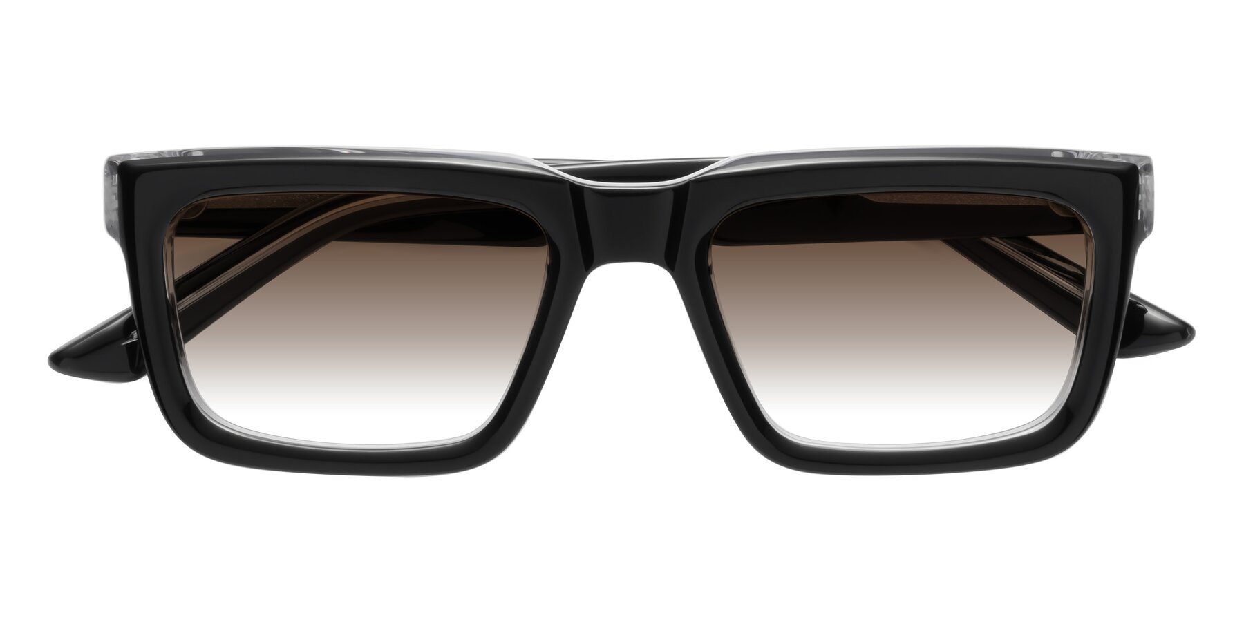 Folded Front of Roth in Black-Clear with Brown Gradient Lenses