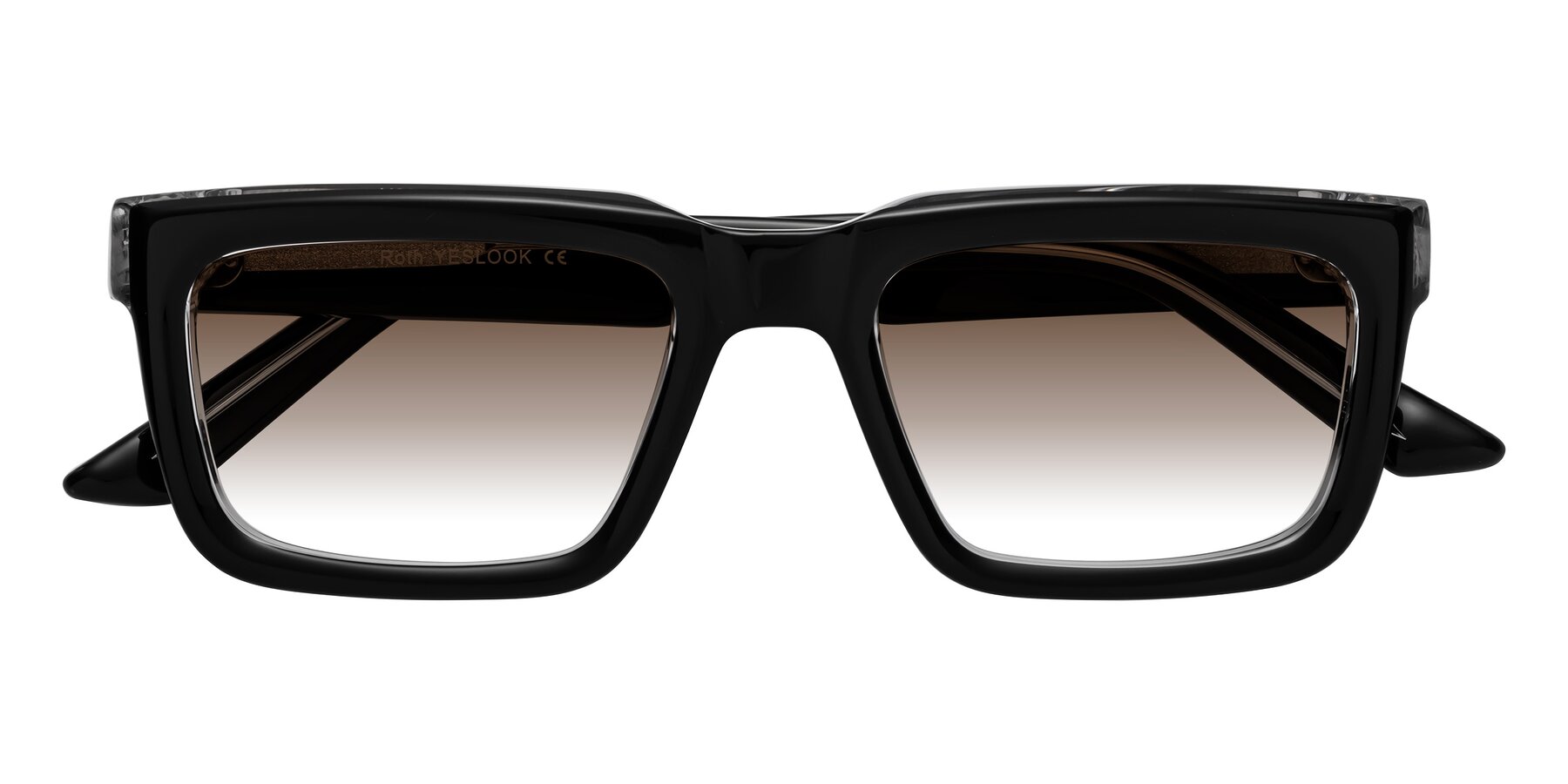 Folded Front of Roth in Black-Clear with Brown Gradient Lenses