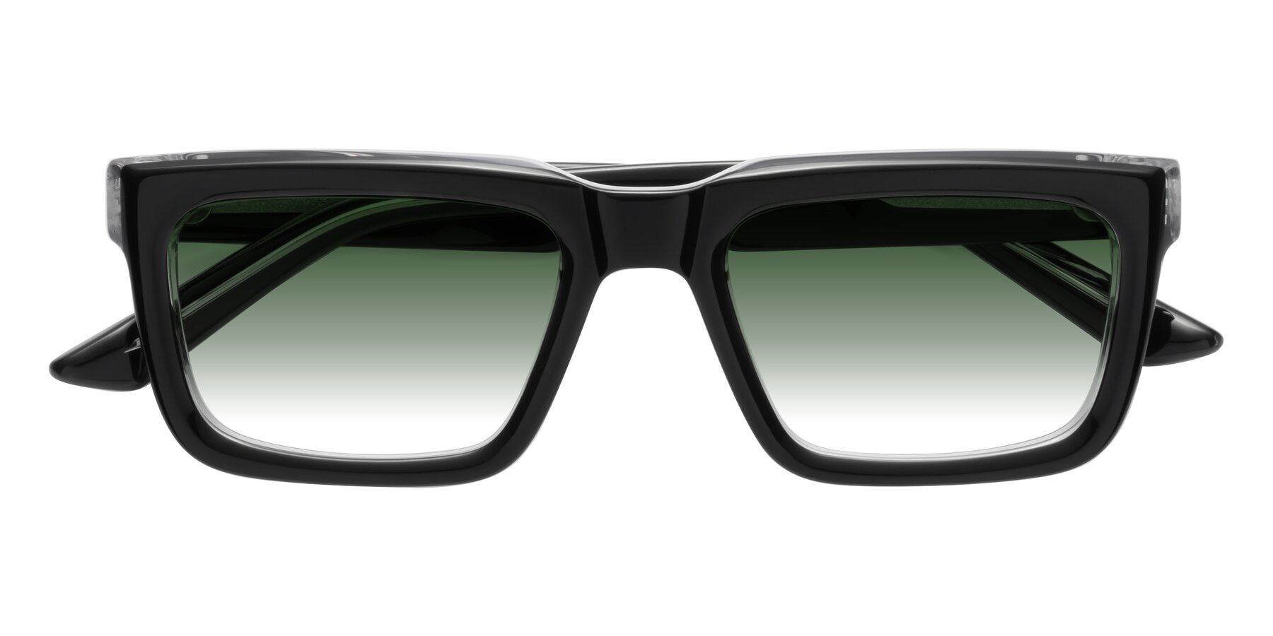 Folded Front of Roth in Black-Clear with Green Gradient Lenses