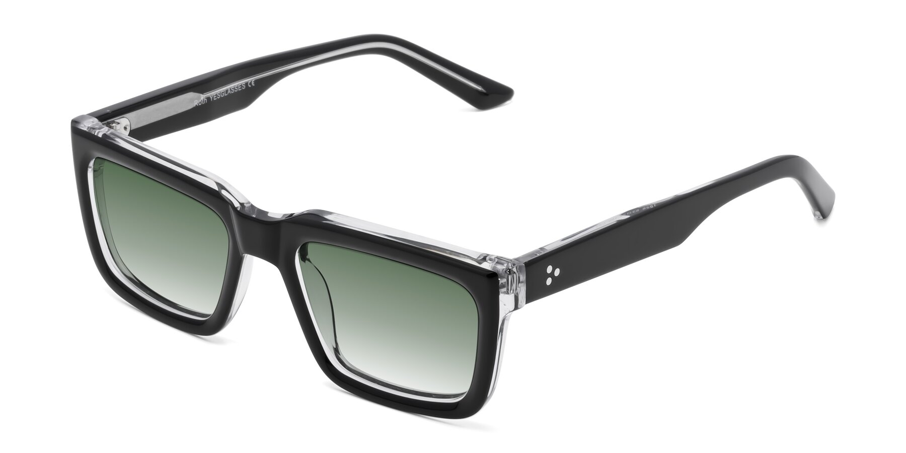 Angle of Roth in Black-Clear with Green Gradient Lenses
