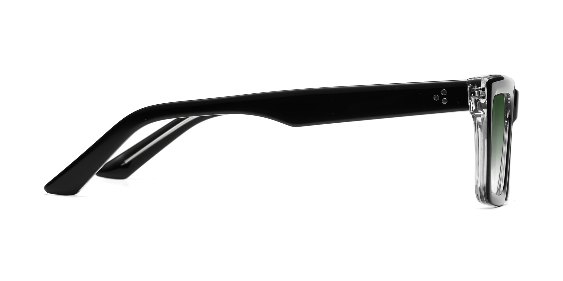Side of Roth in Black-Clear with Green Gradient Lenses