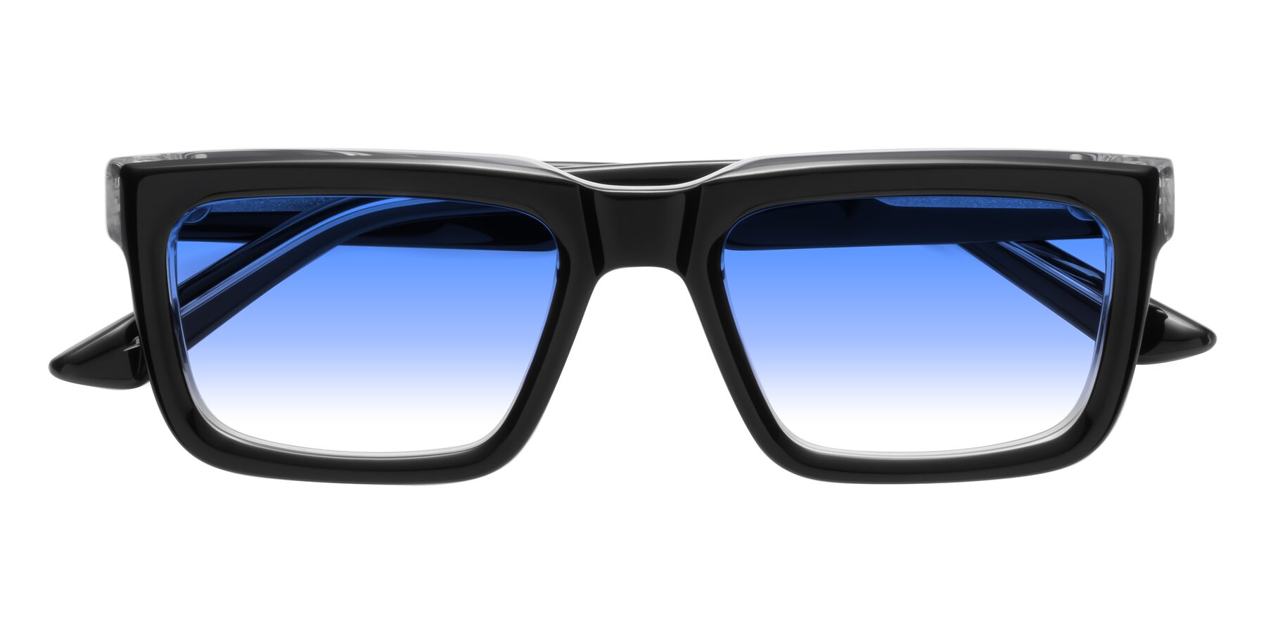 Folded Front of Roth in Black-Clear with Blue Gradient Lenses