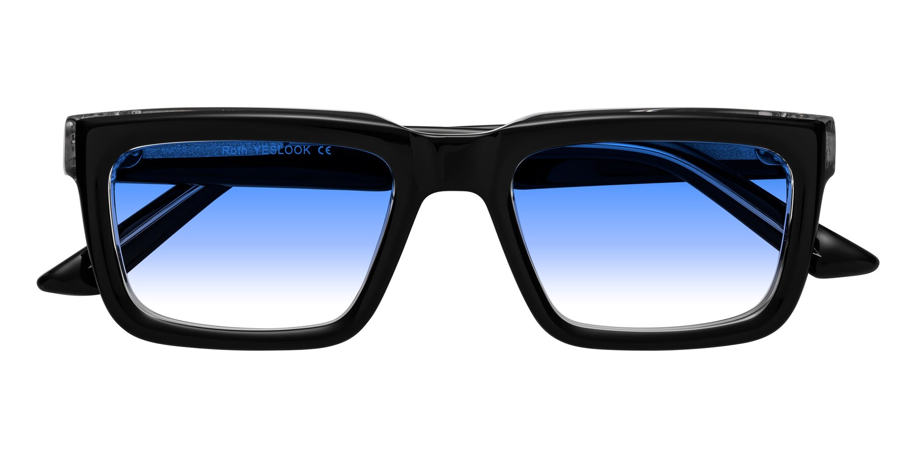 Folded Front of Roth in Black-Clear with Blue Gradient Lenses