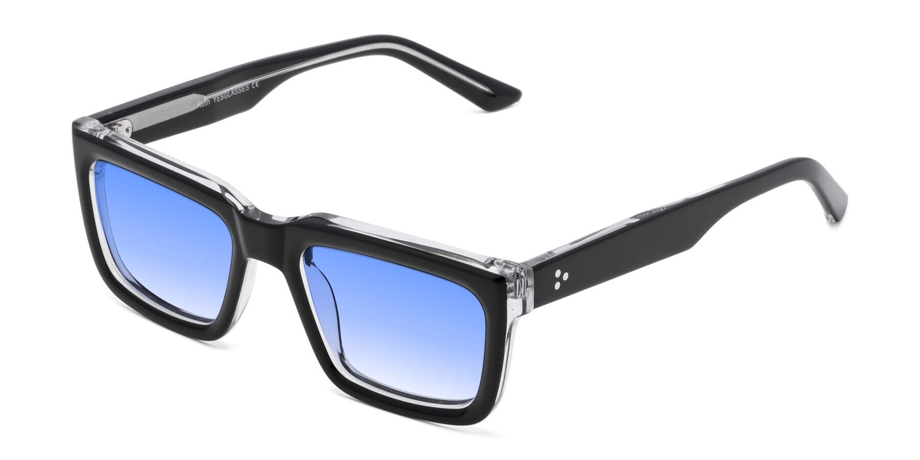 Angle of Roth in Black-Clear with Blue Gradient Lenses