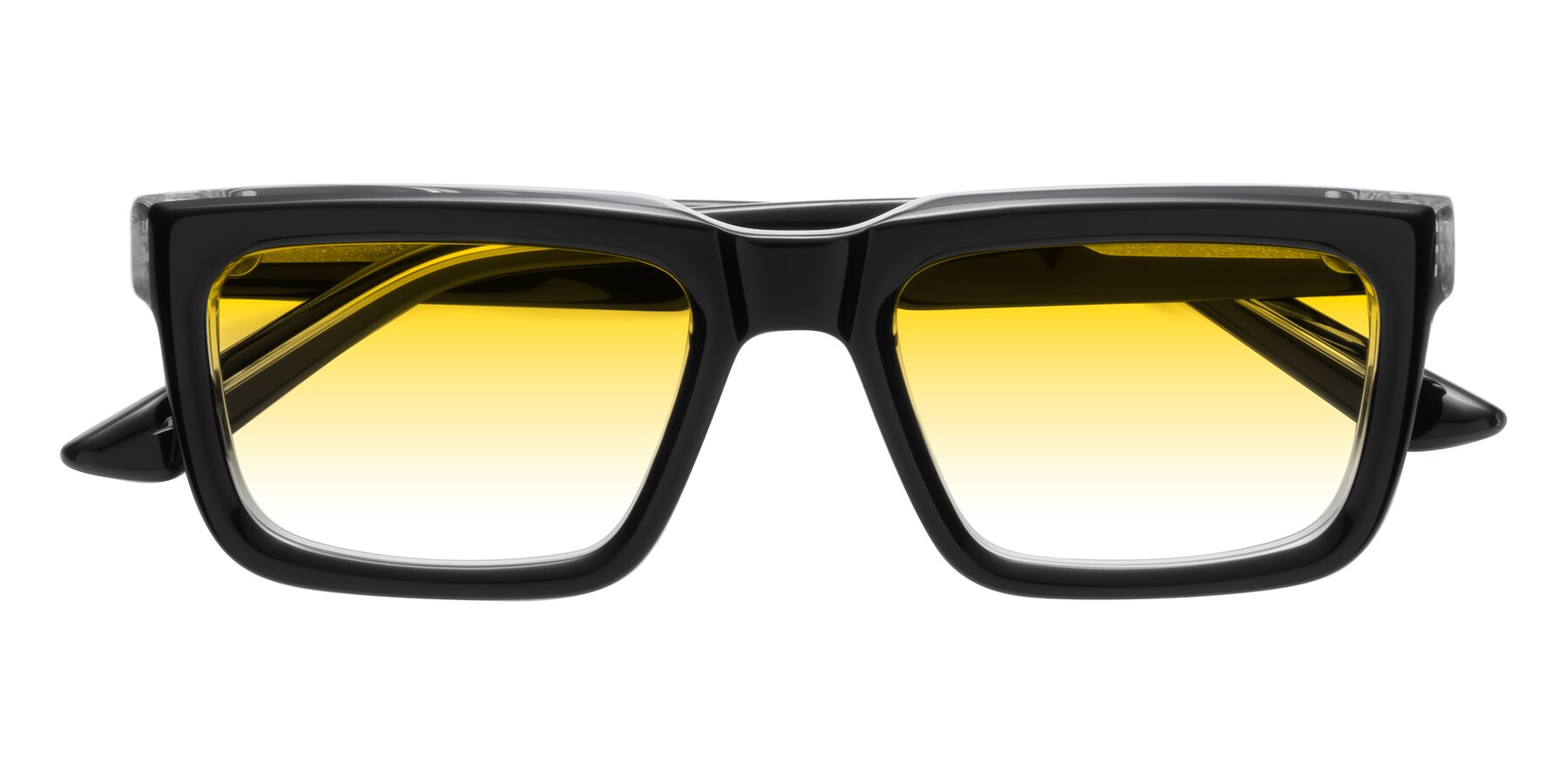 Folded Front of Roth in Black-Clear with Yellow Gradient Lenses