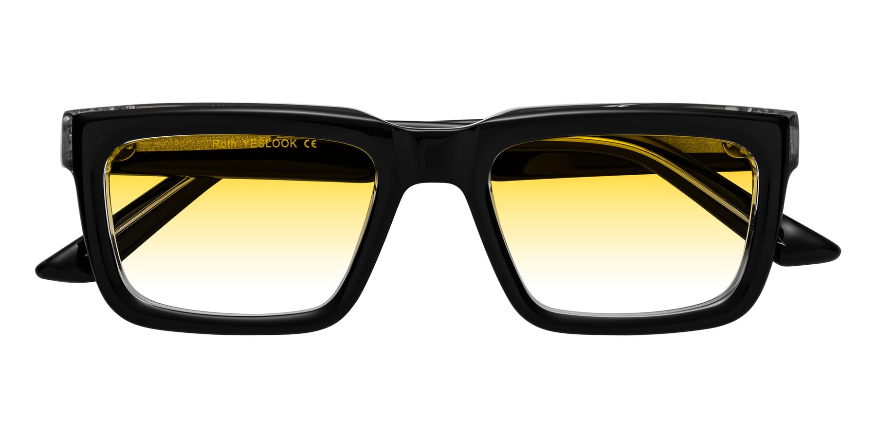 Folded Front of Roth in Black-Clear with Yellow Gradient Lenses