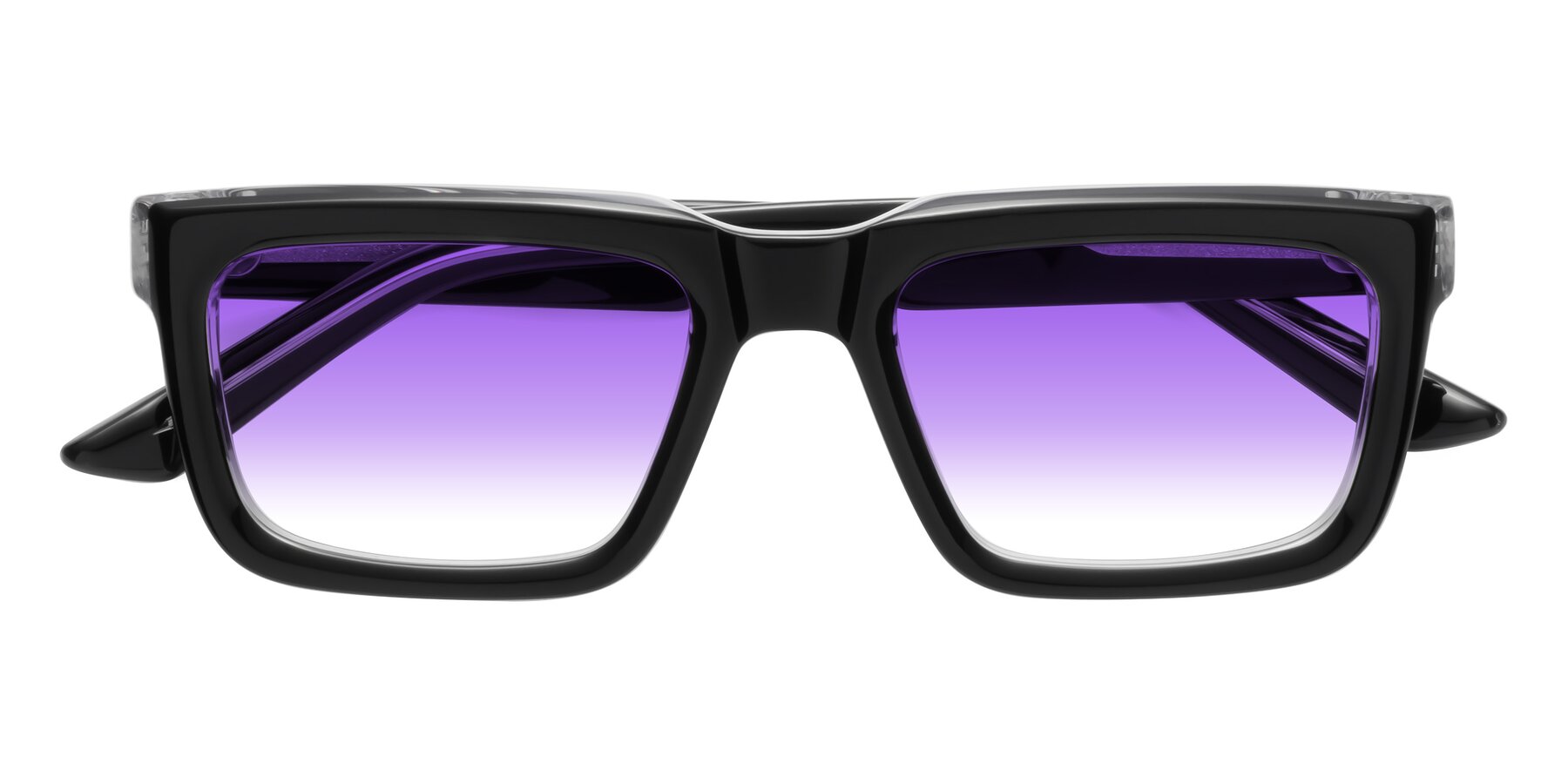 Folded Front of Roth in Black-Clear with Purple Gradient Lenses