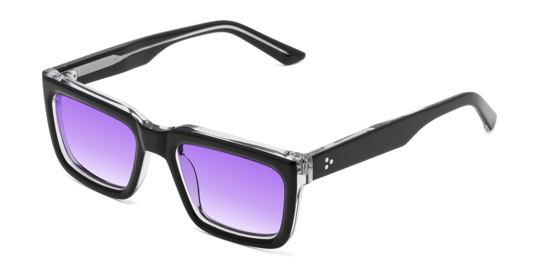 Angle of Roth in Black-Clear with Purple Gradient Lenses