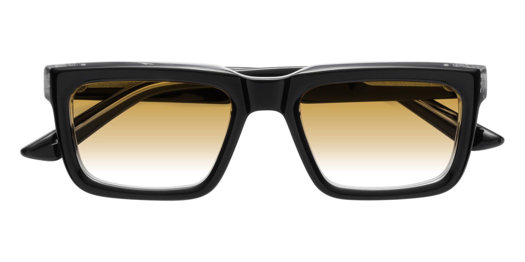 Folded Front of Roth in Black-Clear with Champagne Gradient Lenses