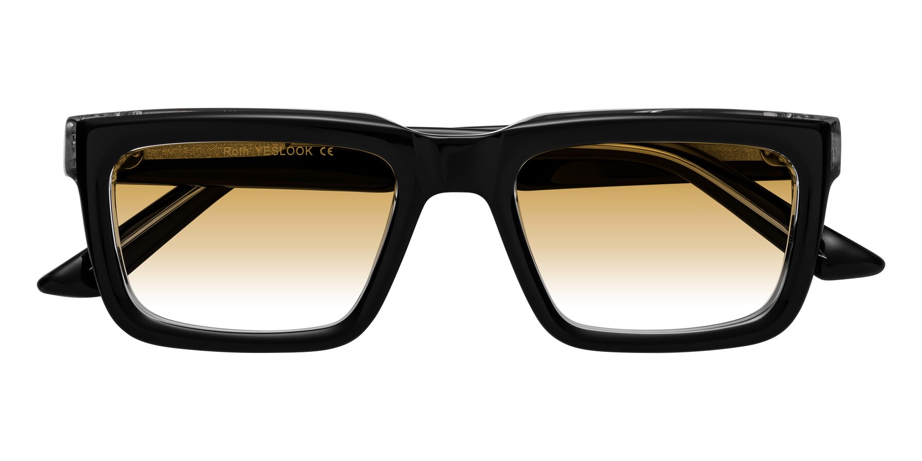 Folded Front of Roth in Black-Clear with Champagne Gradient Lenses