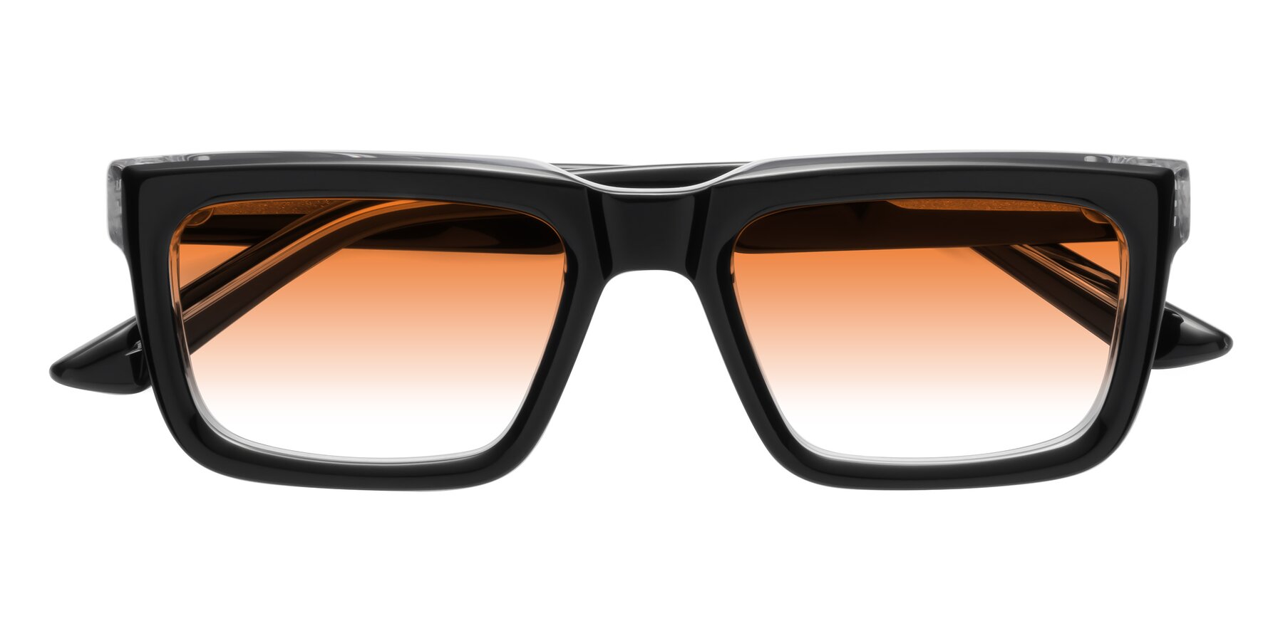Folded Front of Roth in Black-Clear with Orange Gradient Lenses