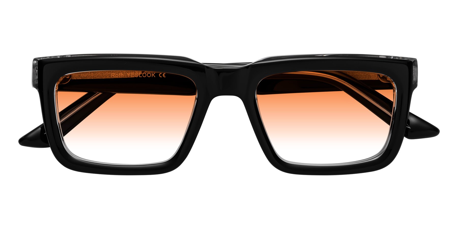 Folded Front of Roth in Black-Clear with Orange Gradient Lenses