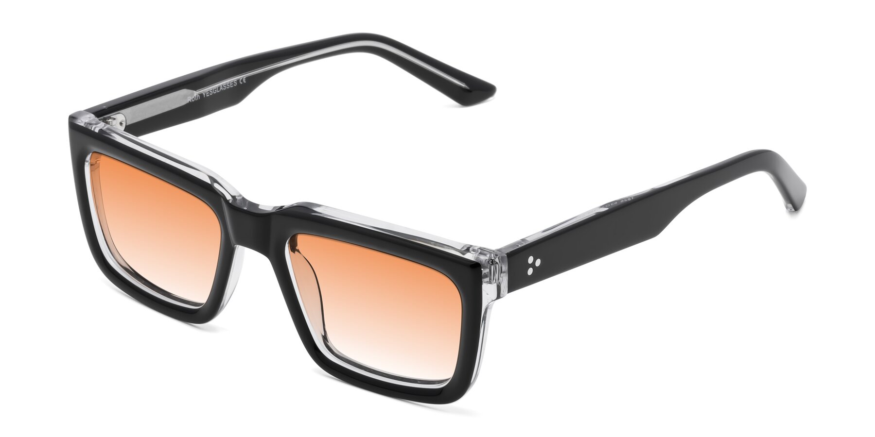Angle of Roth in Black-Clear with Orange Gradient Lenses