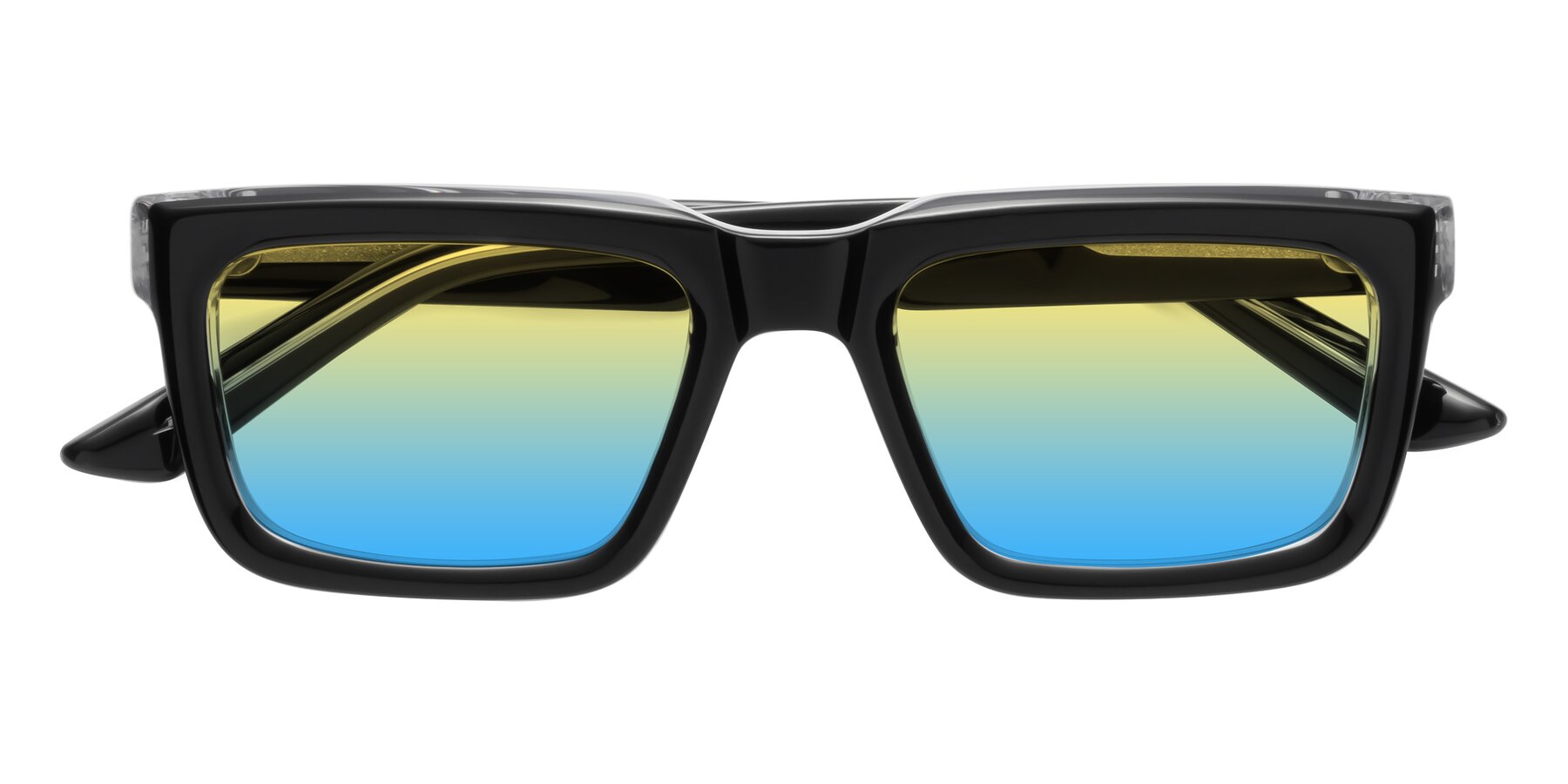 Folded Front of Roth in Black-Clear with Yellow / Blue Gradient Lenses