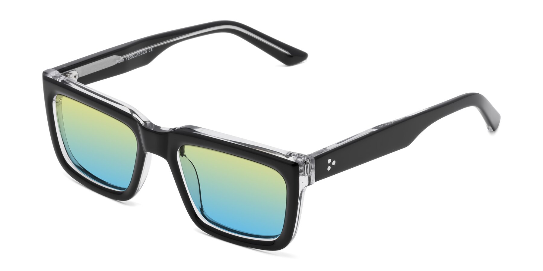 Angle of Roth in Black-Clear with Yellow / Blue Gradient Lenses