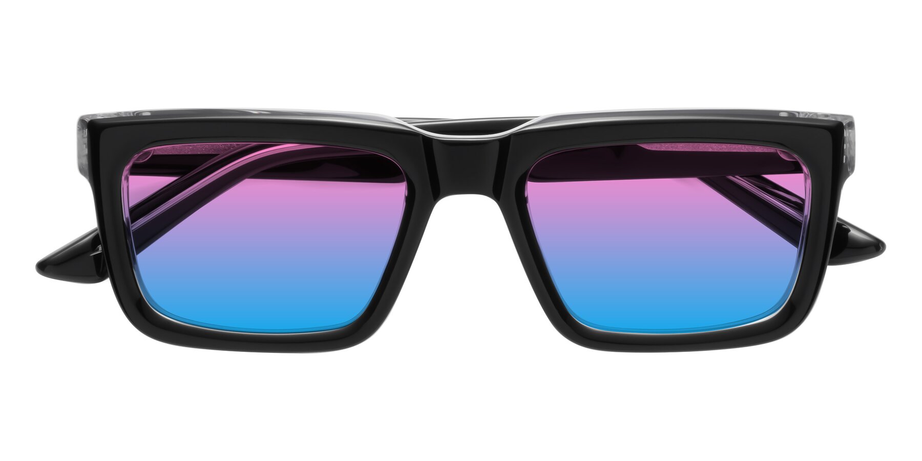Folded Front of Roth in Black-Clear with Pink / Blue Gradient Lenses