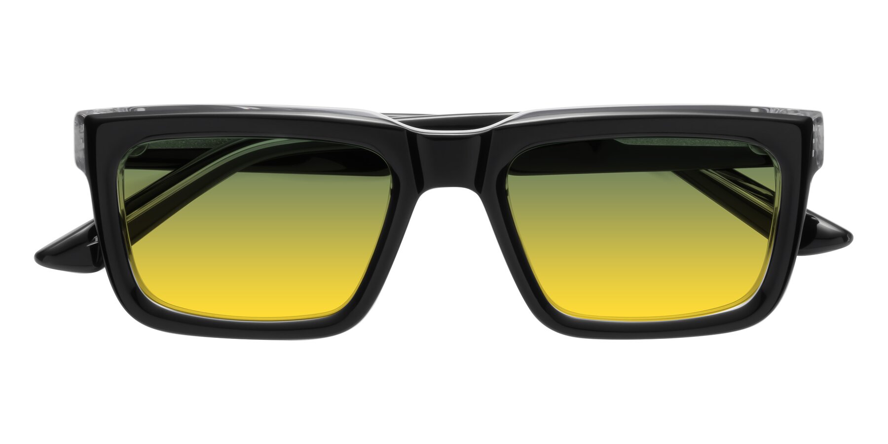 Folded Front of Roth in Black-Clear with Green / Yellow Gradient Lenses