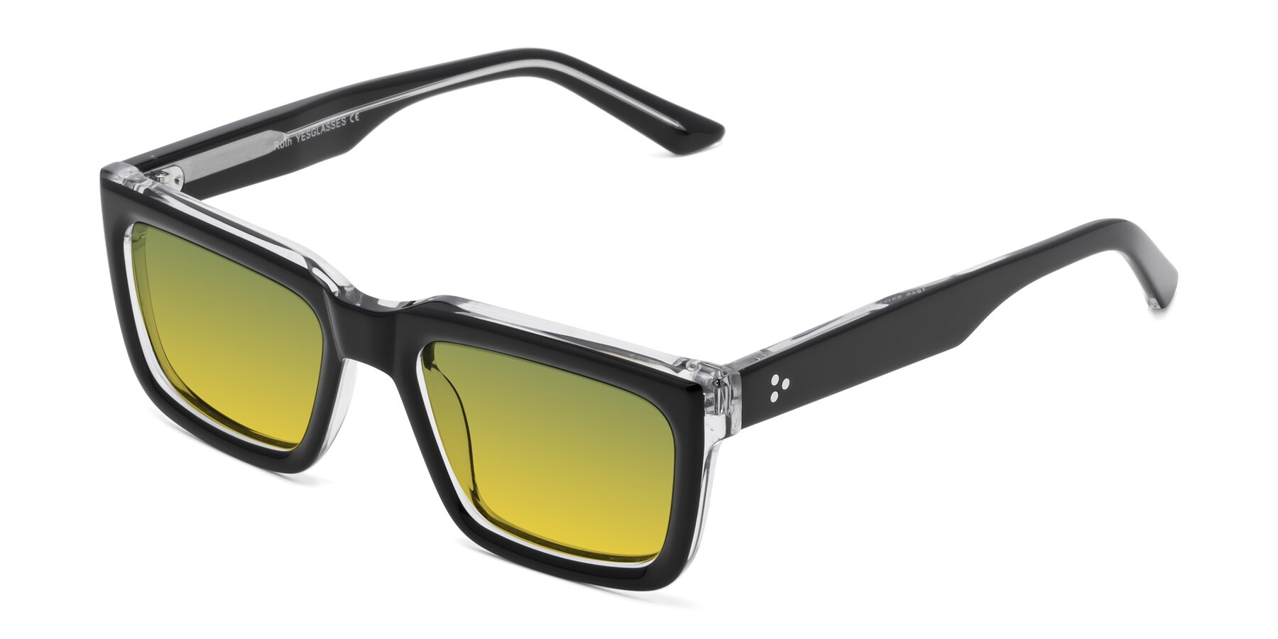 Angle of Roth in Black-Clear with Green / Yellow Gradient Lenses