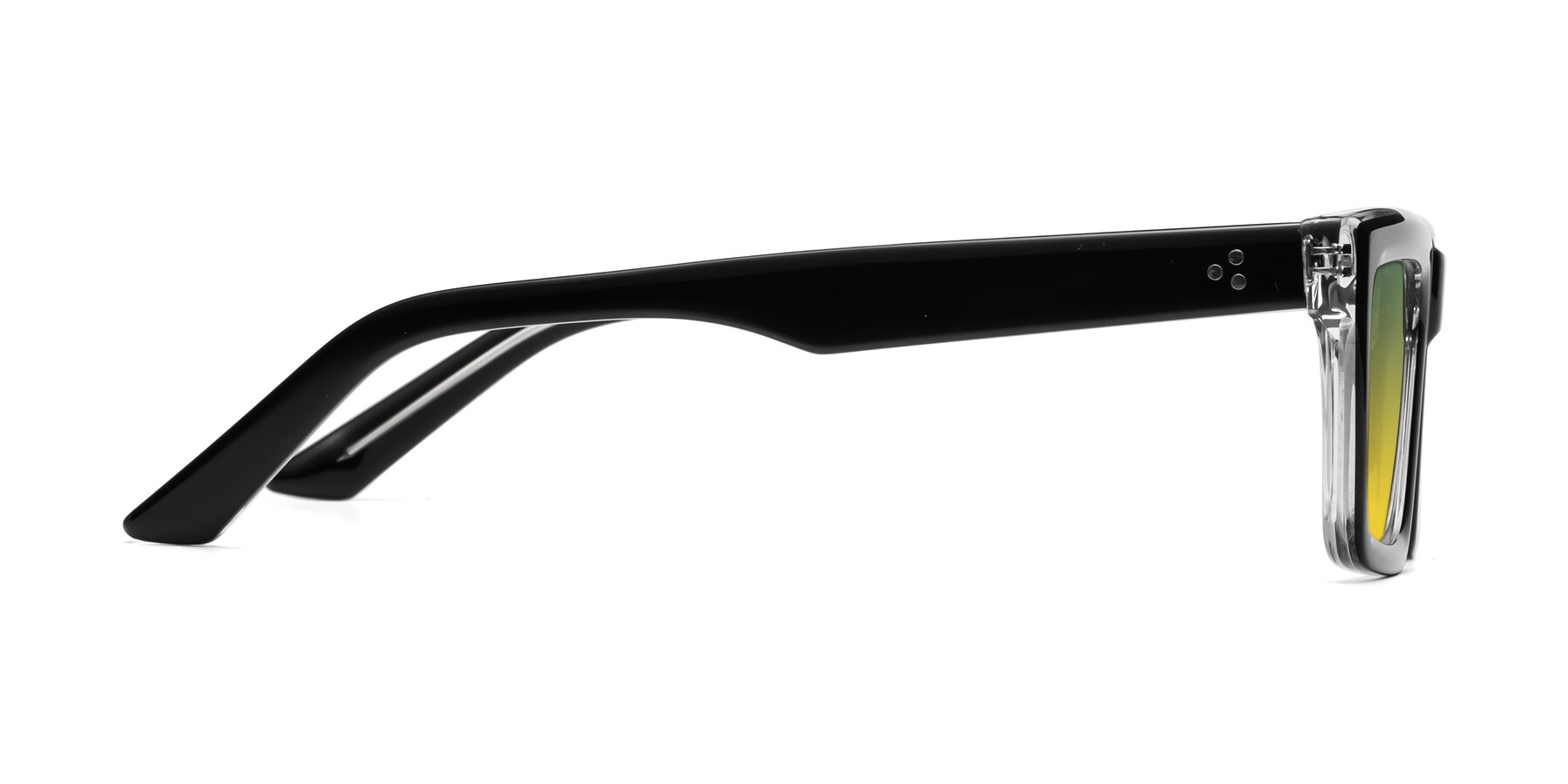 Side of Roth in Black-Clear with Green / Yellow Gradient Lenses