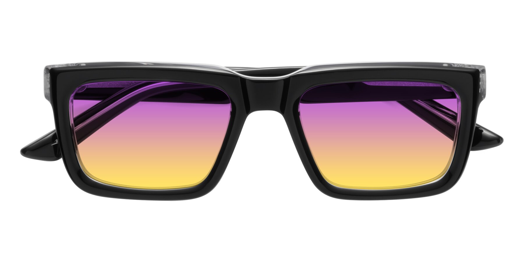 Folded Front of Roth in Black-Clear with Purple / Yellow Gradient Lenses