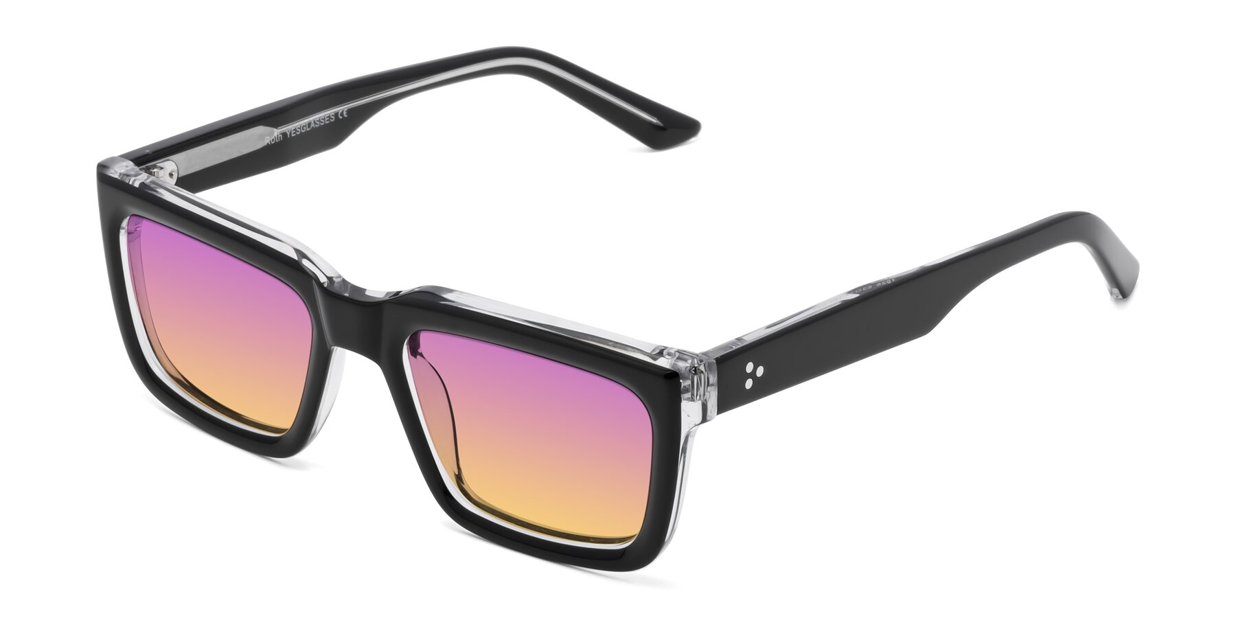 Angle of Roth in Black-Clear with Purple / Yellow Gradient Lenses