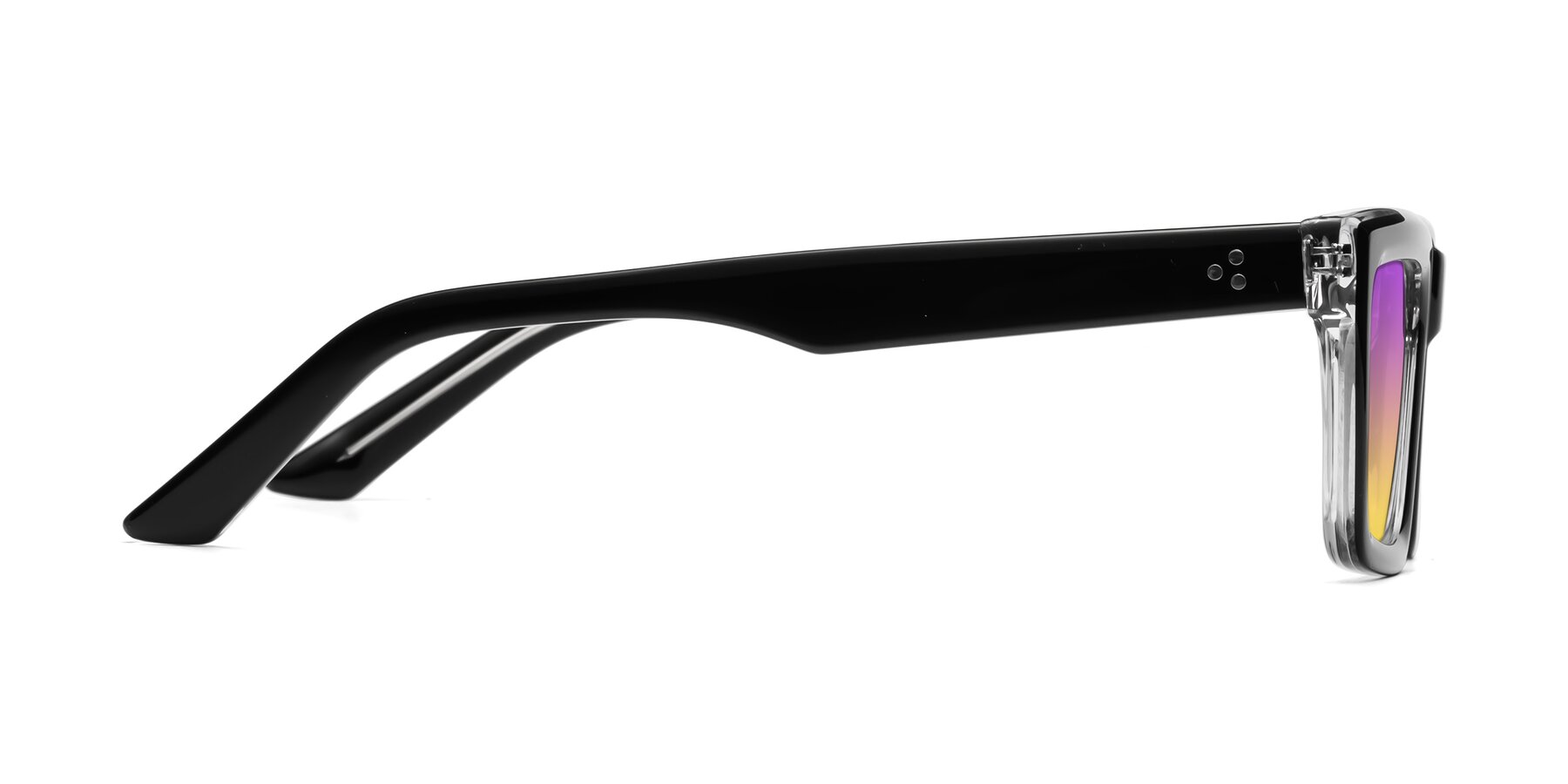 Side of Roth in Black-Clear with Purple / Yellow Gradient Lenses