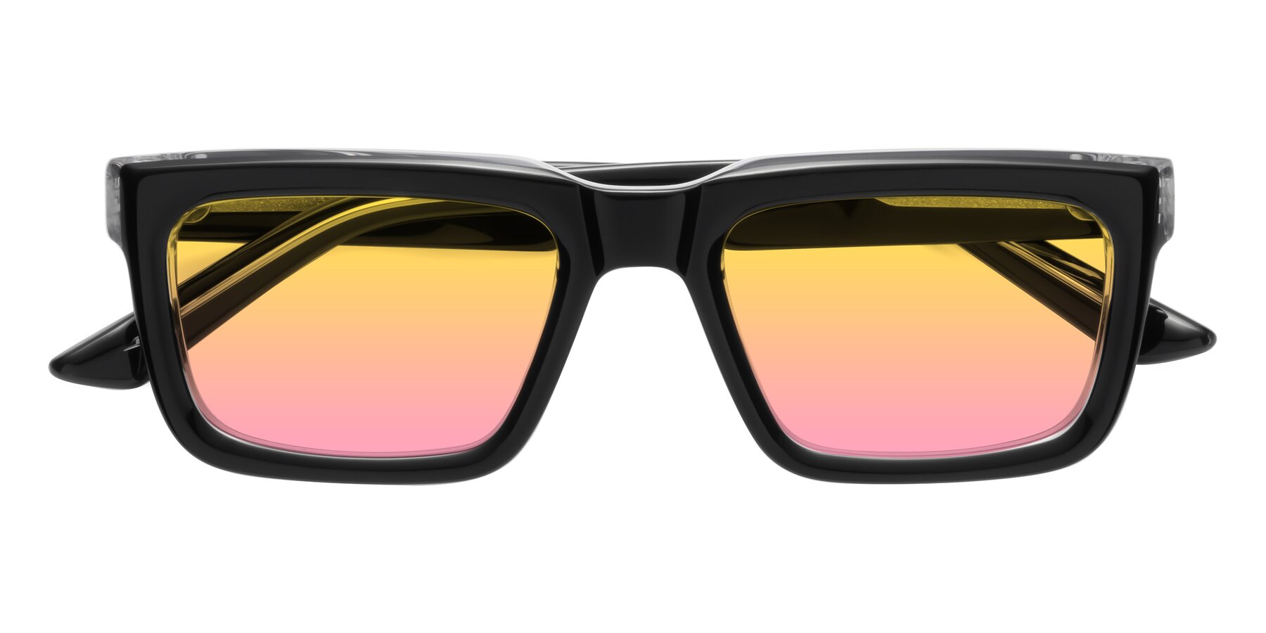 Folded Front of Roth in Black-Clear with Yellow / Pink Gradient Lenses