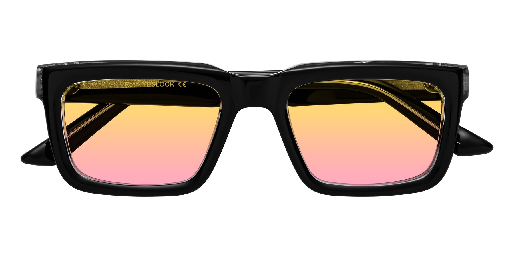 Folded Front of Roth in Black-Clear with Yellow / Pink Gradient Lenses