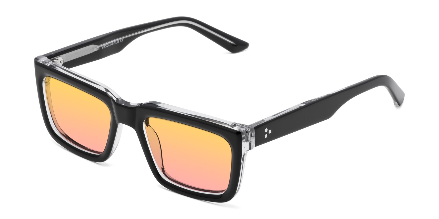 Angle of Roth in Black-Clear with Yellow / Pink Gradient Lenses