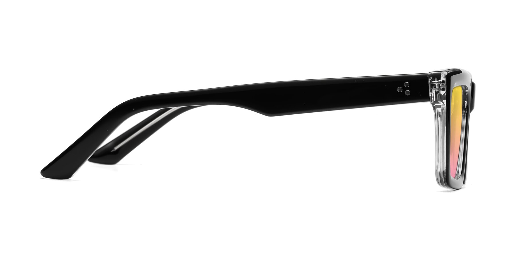 Side of Roth in Black-Clear with Yellow / Pink Gradient Lenses
