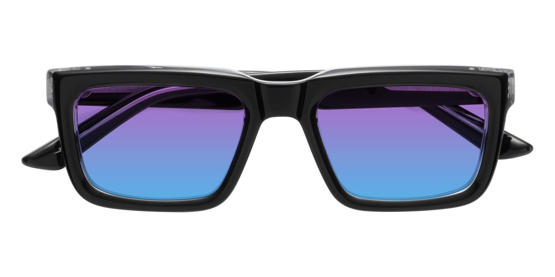 Folded Front of Roth in Black-Clear with Purple / Blue Gradient Lenses