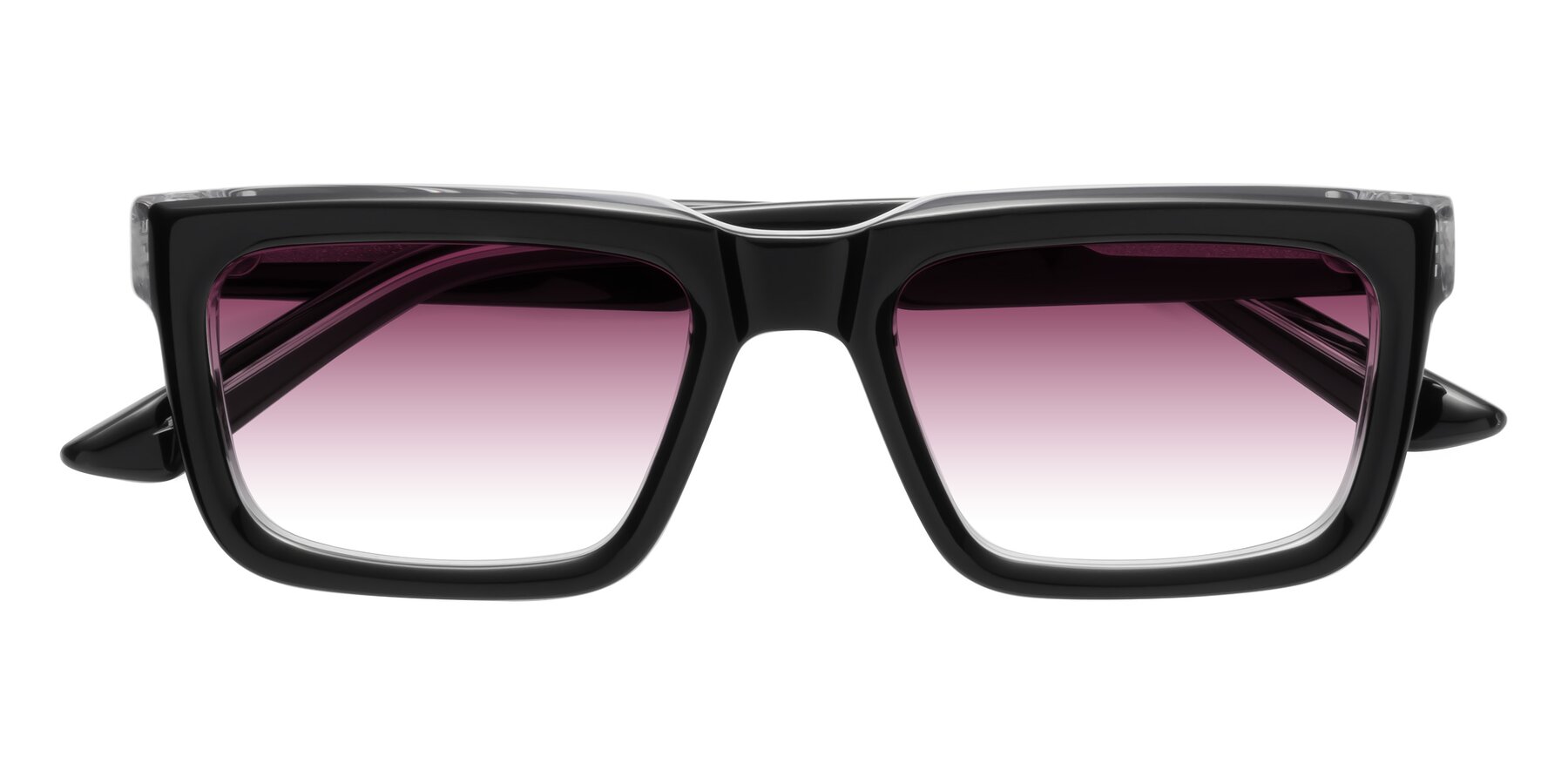 Folded Front of Roth in Black-Clear with Wine Gradient Lenses