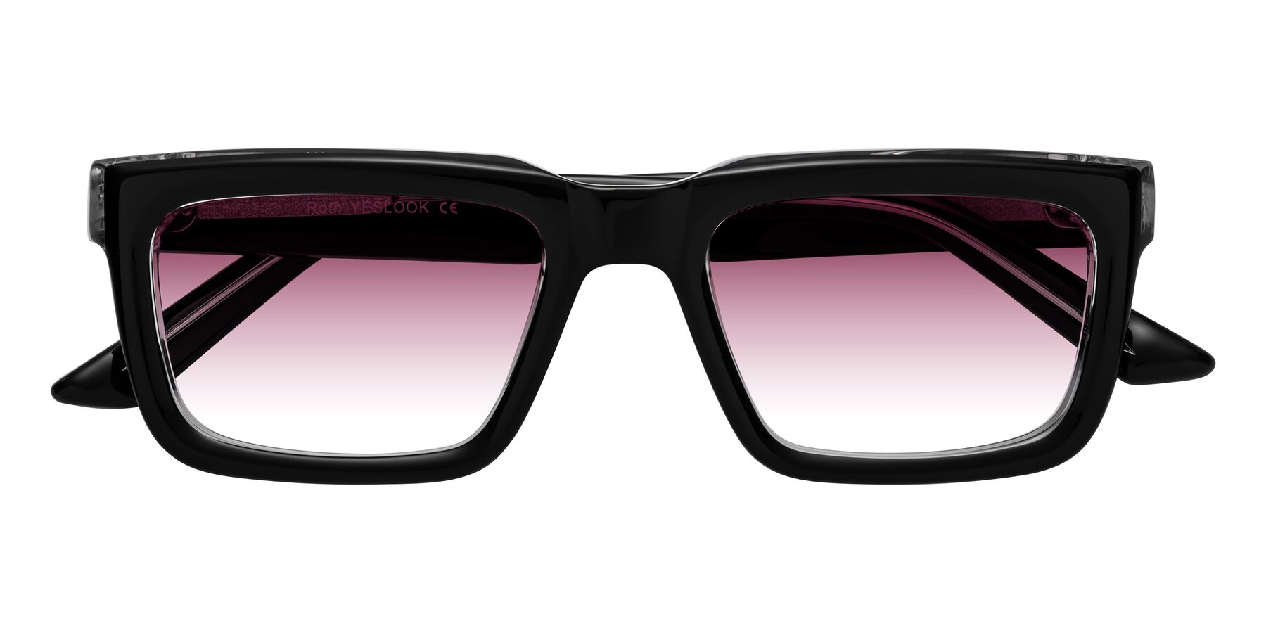 Folded Front of Roth in Black-Clear with Wine Gradient Lenses