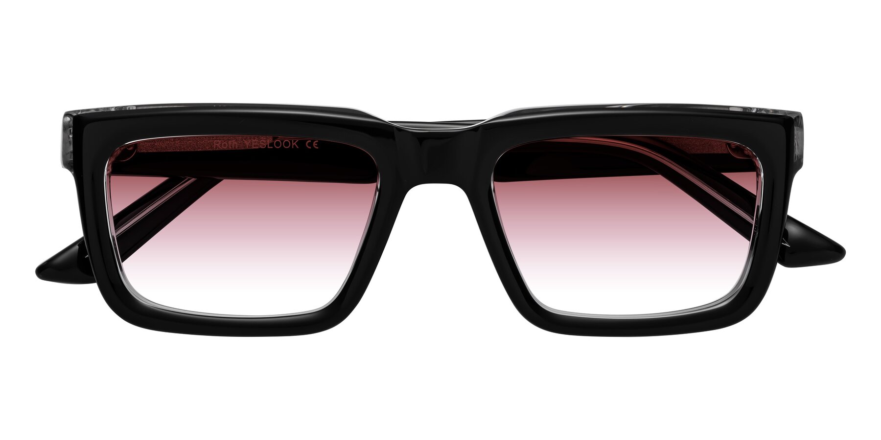 Folded Front of Roth in Black-Clear with Garnet Gradient Lenses