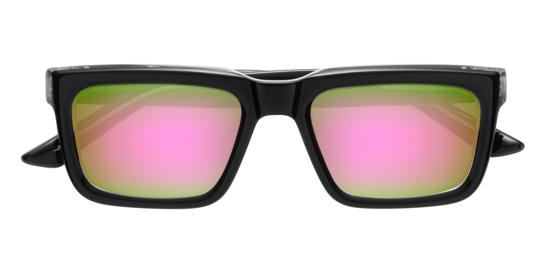 Folded Front of Roth in Black-Clear with Pink Mirrored Lenses