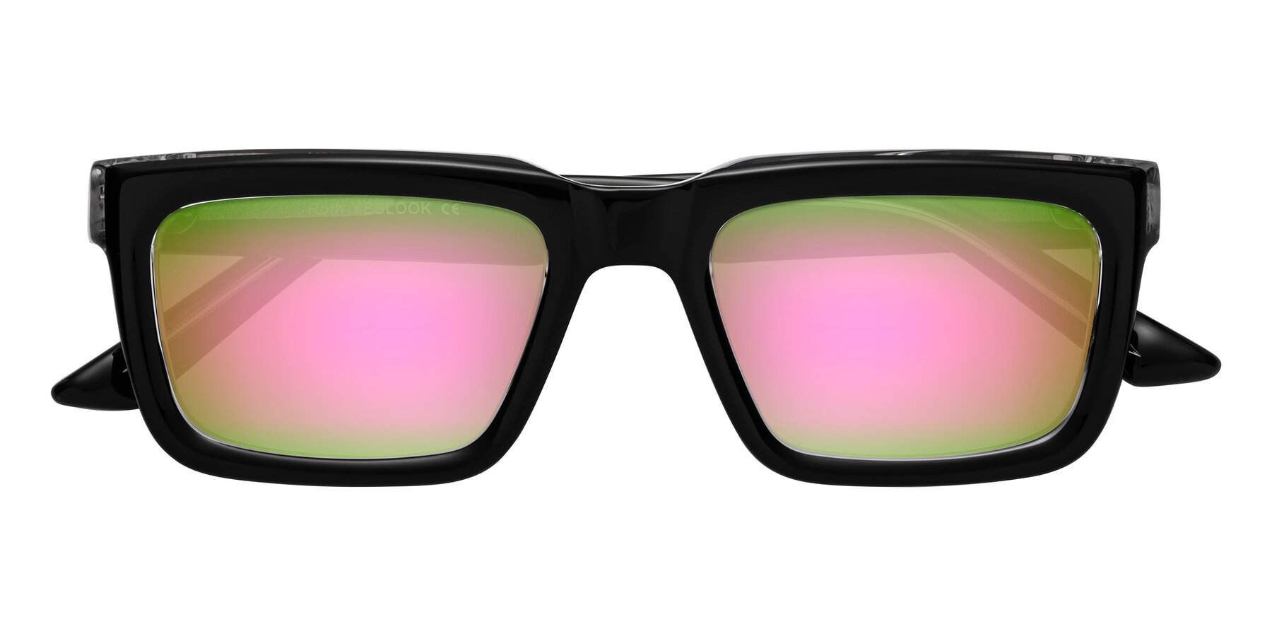 Folded Front of Roth in Black-Clear with Pink Mirrored Lenses