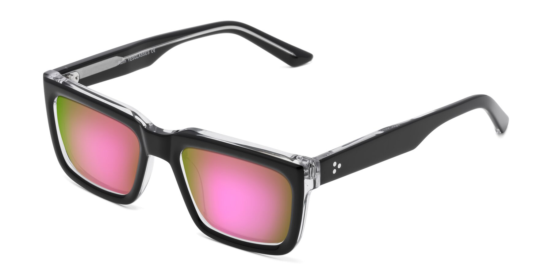 Angle of Roth in Black-Clear with Pink Mirrored Lenses