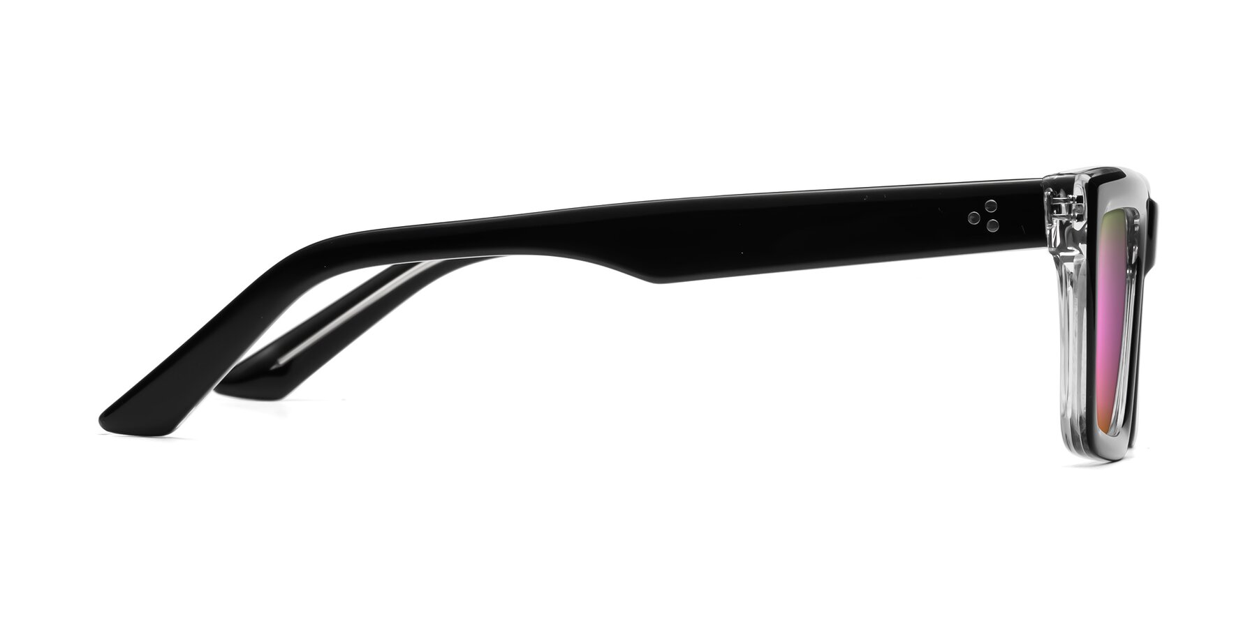Side of Roth in Black-Clear with Pink Mirrored Lenses