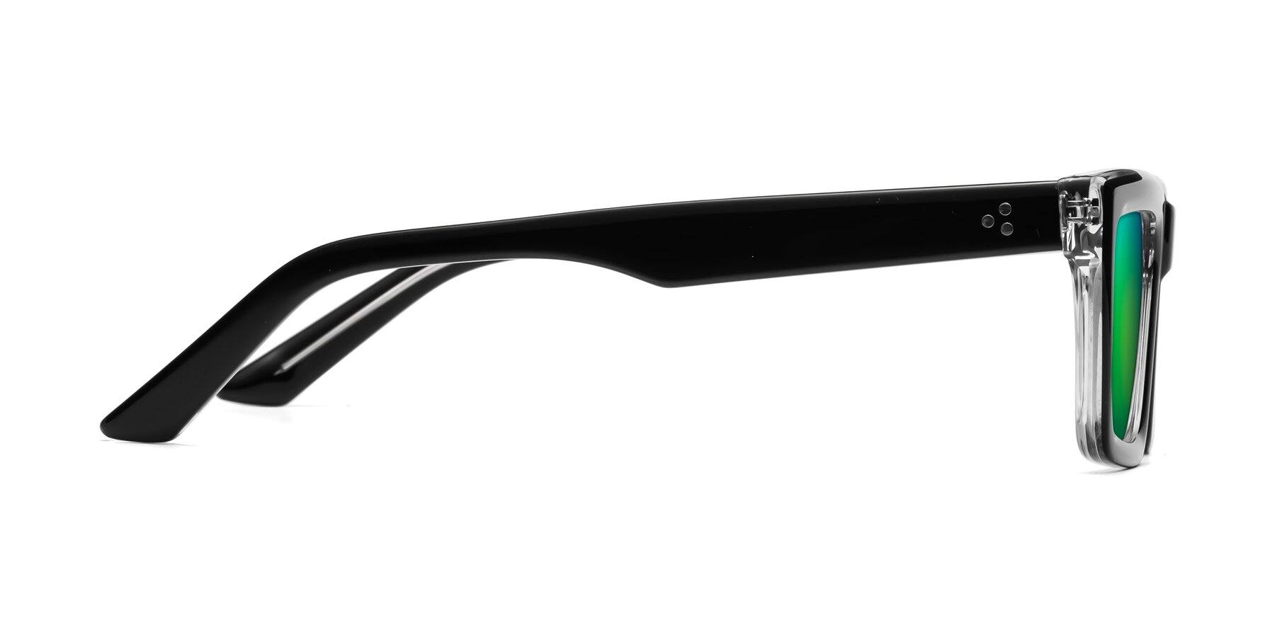Side of Roth in Black-Clear with Green Mirrored Lenses
