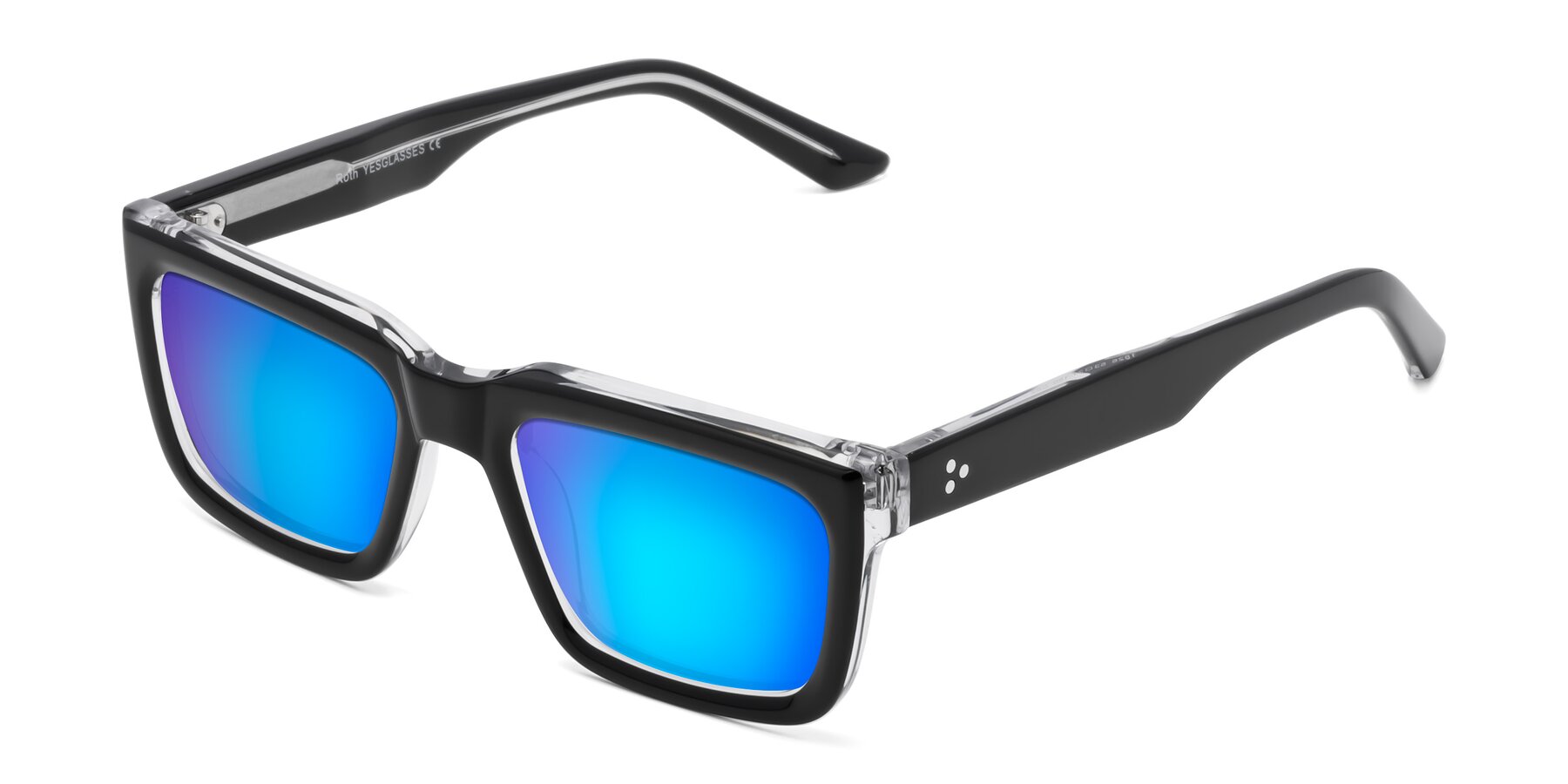 Angle of Roth in Black-Clear with Blue Mirrored Lenses