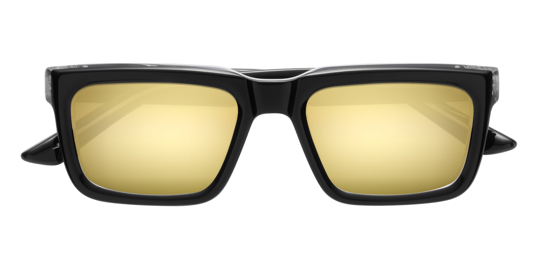 Folded Front of Roth in Black-Clear with Gold Mirrored Lenses