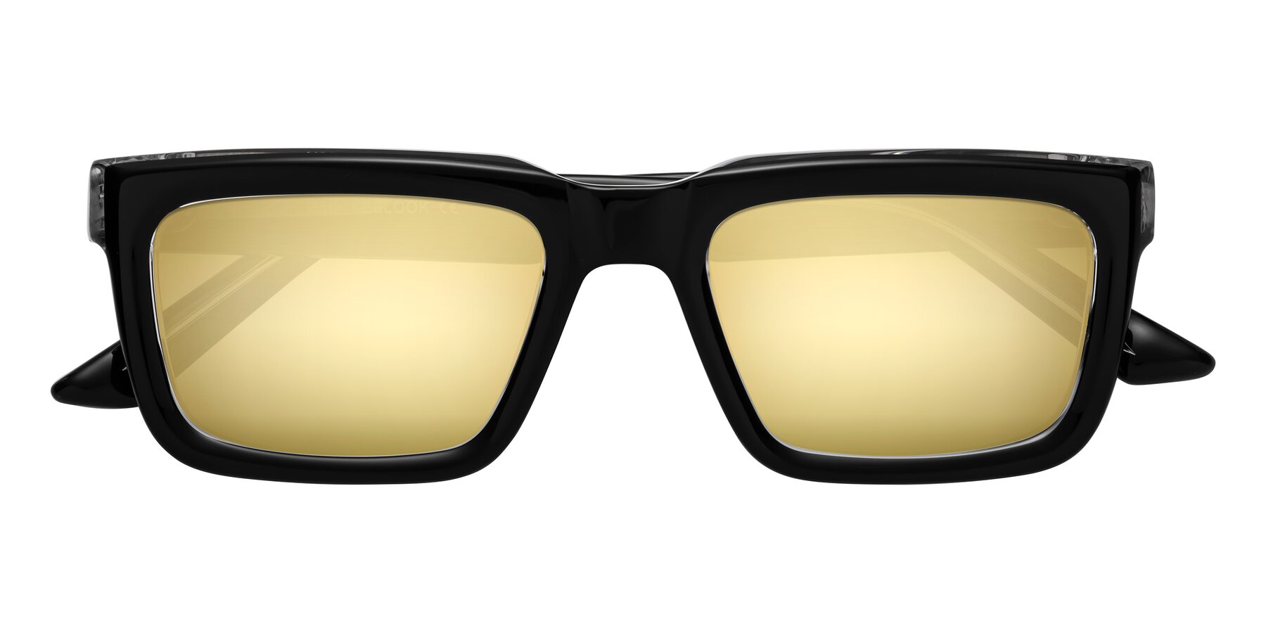 Folded Front of Roth in Black-Clear with Gold Mirrored Lenses