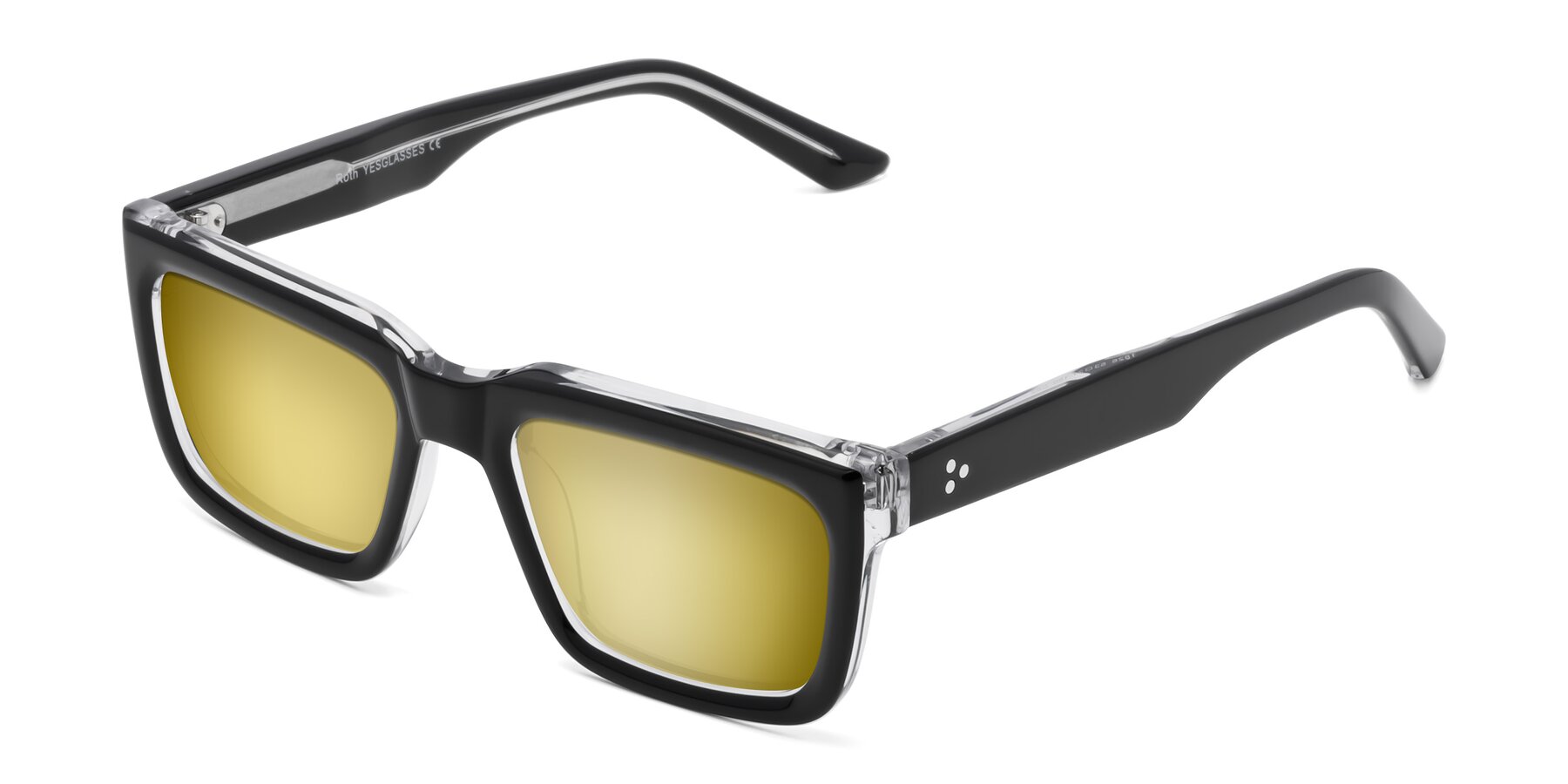 Angle of Roth in Black-Clear with Gold Mirrored Lenses