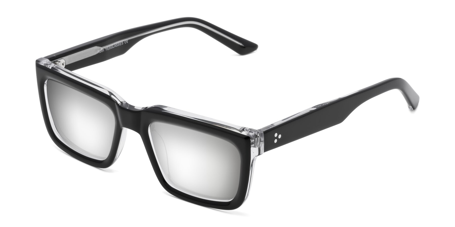 Angle of Roth in Black-Clear with Silver Mirrored Lenses