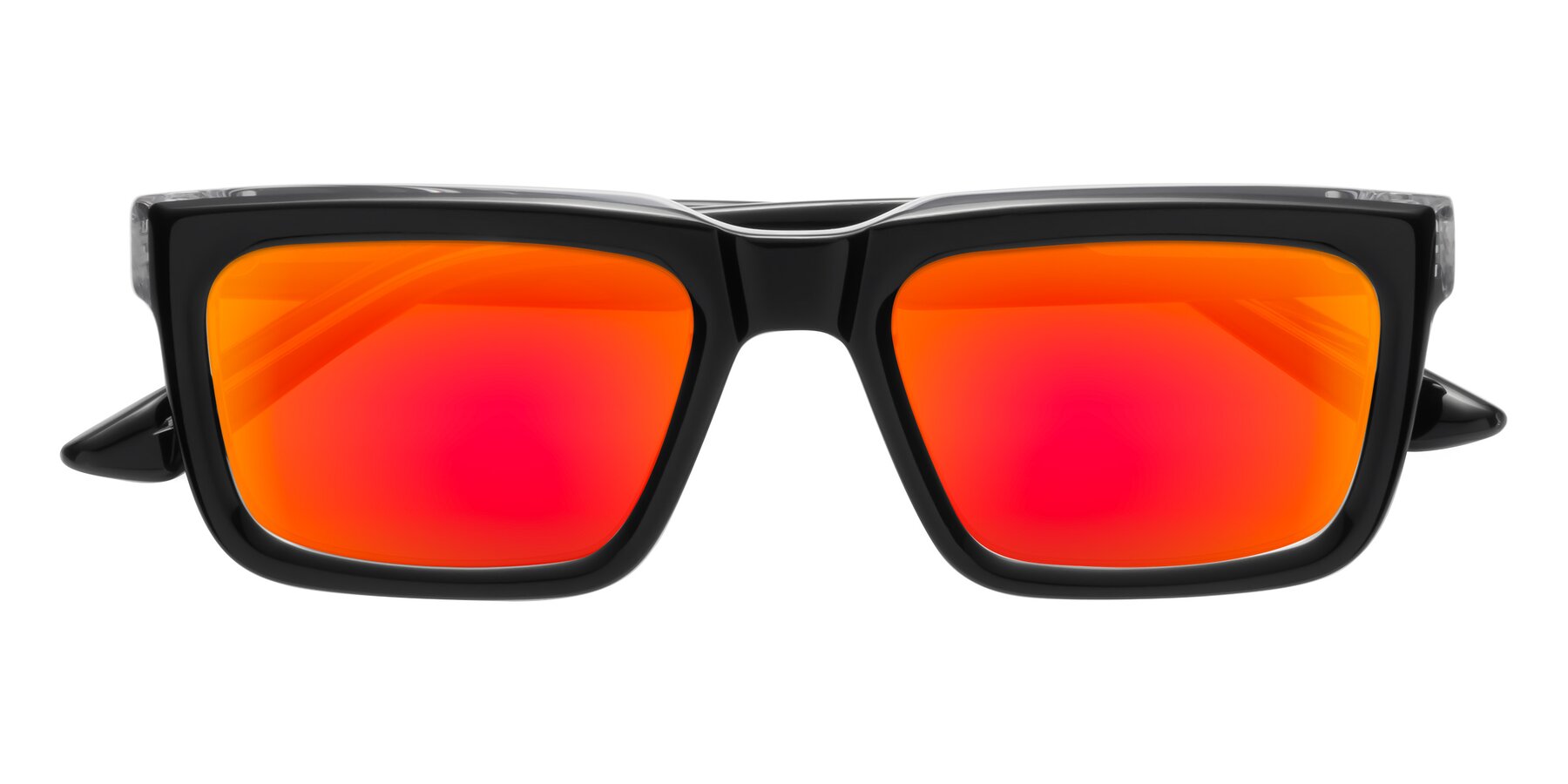 Folded Front of Roth in Black-Clear with Red Gold Mirrored Lenses