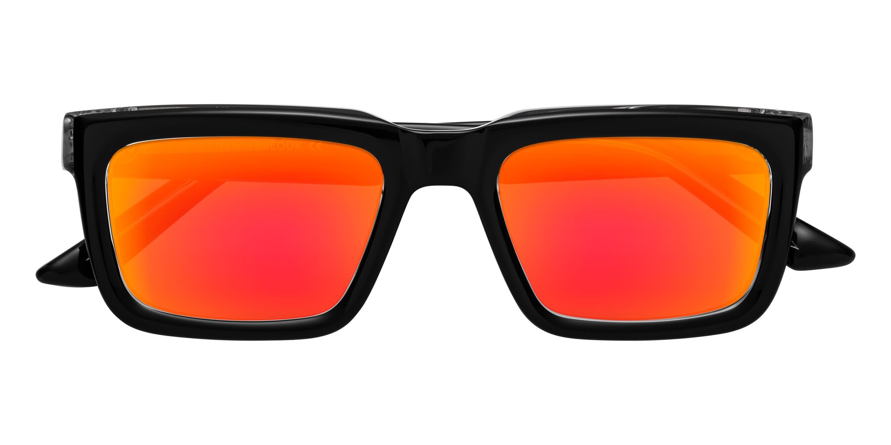 Folded Front of Roth in Black-Clear with Red Gold Mirrored Lenses