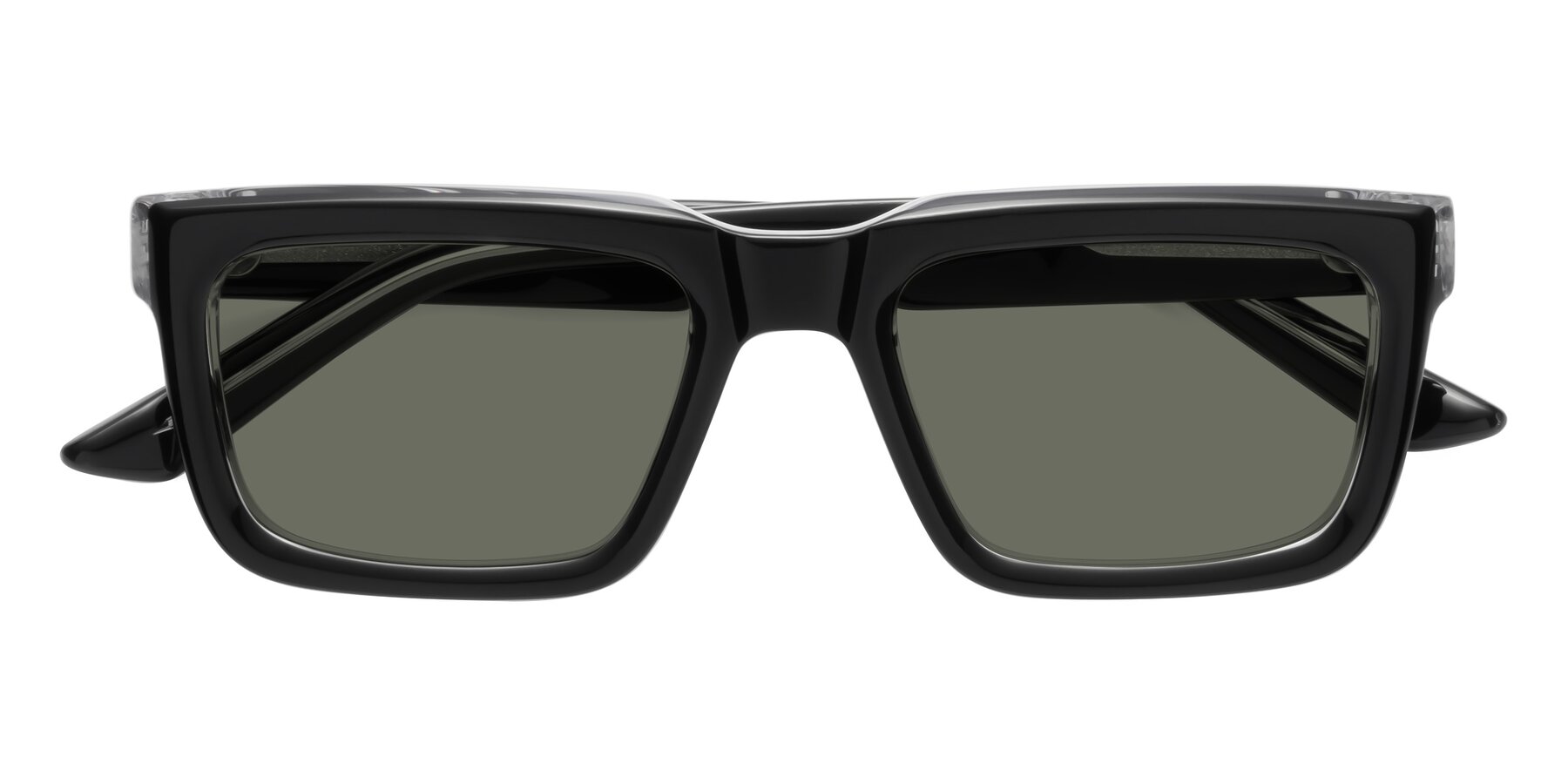 Folded Front of Roth in Black-Clear with Gray Polarized Lenses