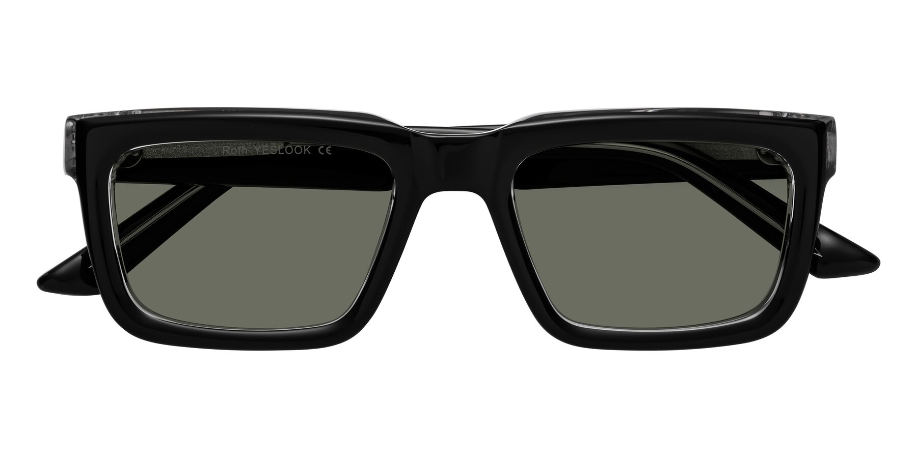 Folded Front of Roth in Black-Clear with Gray Polarized Lenses