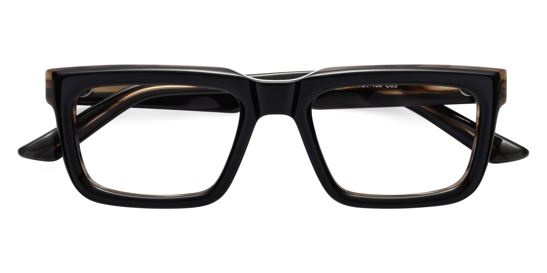 Folded Front of Roth in Black-Gray Moonstone with Clear Reading Eyeglass Lenses
